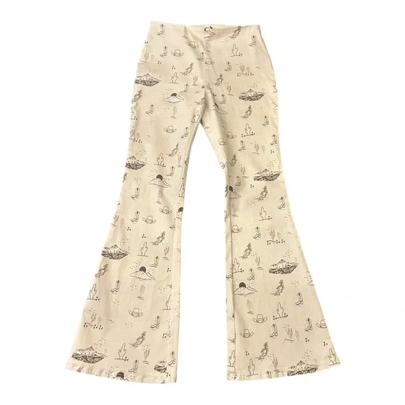 Rockin’ C Western Print Pull-on Stretch Bell Bottom Pants Size Medium - Picture 10 of 11